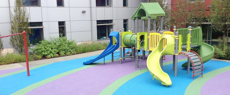 Rubber flooring for playgrounds